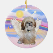 Shih Tzu Angel in Himmelswolken Keramikornament (Hinten)