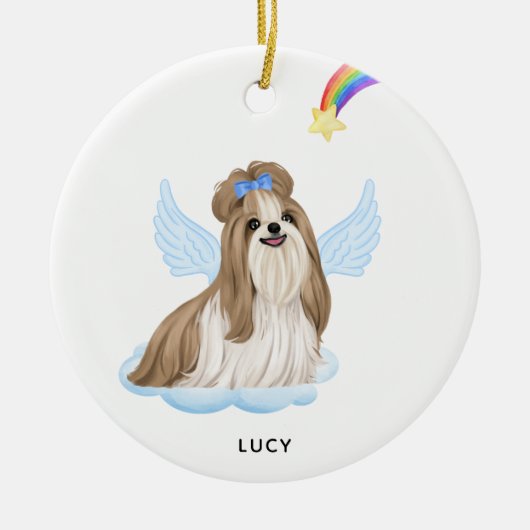Shih Tzu Angel Personalisiert Dog Pet Memorial Keramik Ornament (Vorne)
