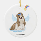Shih Tzu Angel Personalisiert Dog Pet Memorial Keramik Ornament (Hinten)