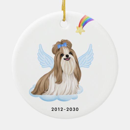 Shih Tzu Angel Personalisiert Dog Pet Memorial Keramik Ornament (Hinten)