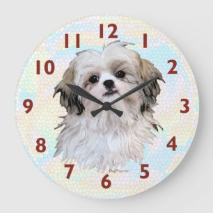 Shih Tzu Art Clock Große Wanduhr