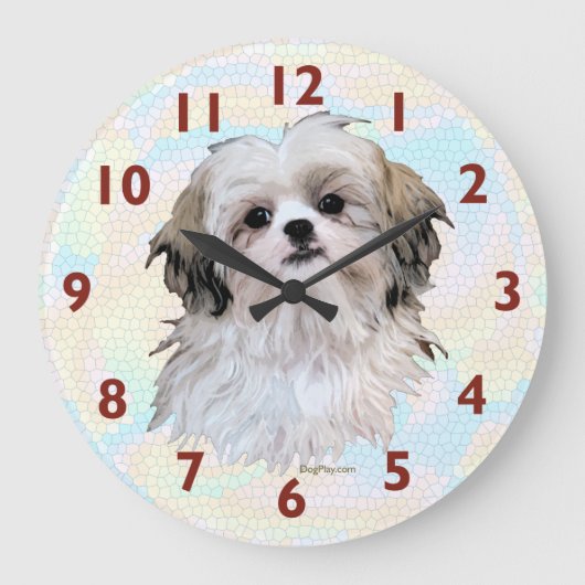 Shih Tzu Art Clock Große Wanduhr (Vorderseite)
