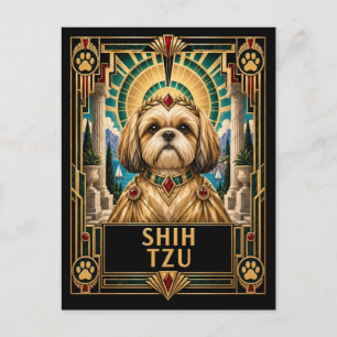 Shih Tzu, Art Deco Hund Postkarte
