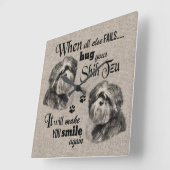 Shih Tzu art, wenn alles Zitat versage Quadratische Wanduhr (Winkel)
