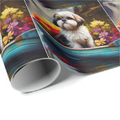 Shih Tzu auf einem Paddel: Ein Landschaftliches Ab Geschenkpapier (Rolleneckpunkt)