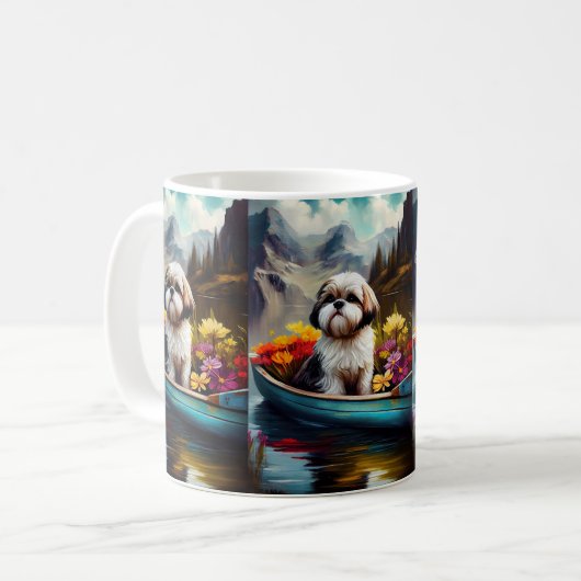 Shih Tzu auf einem Paddel: Ein Landschaftliches Ab Kaffeetasse (Vorderseite Links)