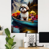 Shih Tzu auf einem Paddel: Ein Landschaftliches Ab Poster (Heimbüro)