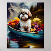 Shih Tzu auf einem Paddel: Ein Landschaftliches Ab Poster (Vorne)