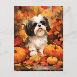 Shih Tzu Autumn Erntedank Postkarte