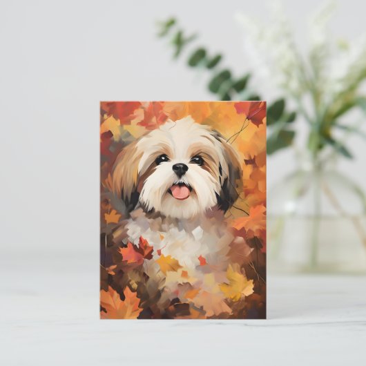 Shih Tzu Autumn Erntedank Postkarte (Stehend Vorderseite)