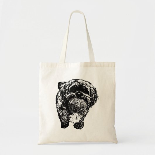 Shih Tzu Ball Game Art | Dog Tote Bag Tragetasche (Vorne)