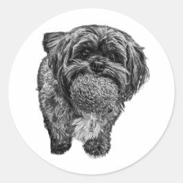 Shih Tzu & Ball | Playful Dog Art Sticker