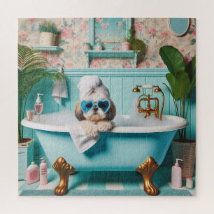 Shih Tzu beim Schaumbad Puzzle