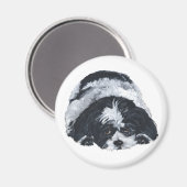 Shih Tzu Black & White Magnet (Vorderseite/Rückseite)