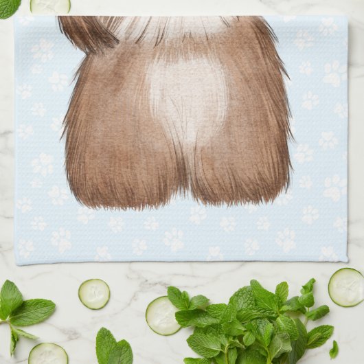 Shih Tzu Blue Bow Geschirrtuch (Gefaltet)