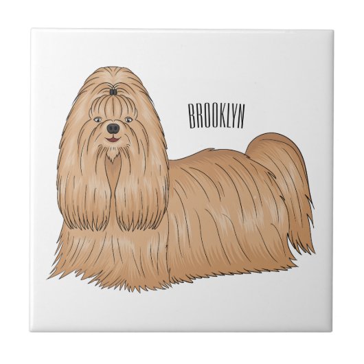 Shih tzu-Cartoon-Illustration Fliese (Vorderseite)
