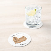 Shih tzu-Cartoon-Illustration Runder Pappuntersetzer (Vor Ort)