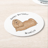 Shih tzu-Cartoon-Illustration Runder Pappuntersetzer (Angewinkelt)