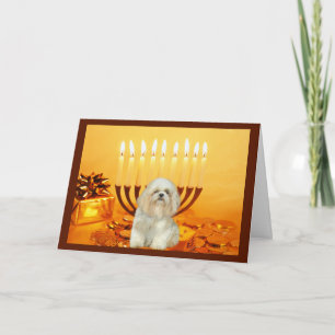 Shih Tzu Chanukah Card Menorah Feiertagskarte