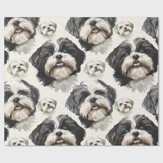 Shih Tzu Charm Wrapping Paper Geschenkpapier (Flach)