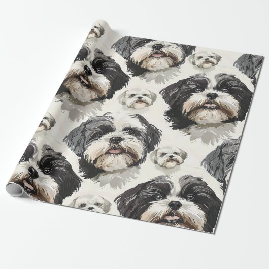 Shih Tzu Charm Wrapping Paper Geschenkpapier (Ungerollt)