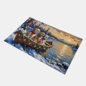 Shih Tzu Christmas Boat Holiday Fußmatte (Schrägansicht)