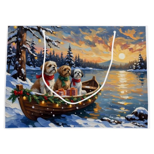 Shih Tzu Christmas Boat Holiday Große Geschenktüte (Vorderseite)