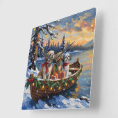 Shih Tzu Christmas Boat Holiday Quadratische Wanduhr (Winkel)