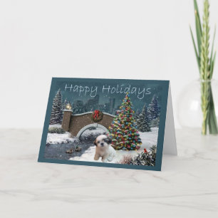 Shih Tzu Christmas Card Abend Feiertagskarte