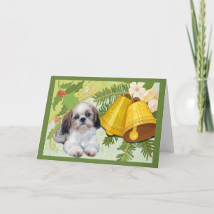 Shih Tzu Christmas Card Bells Feiertagskarte