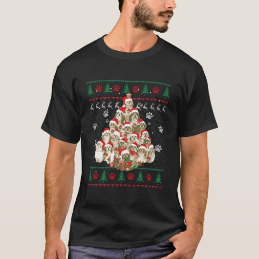 Shih Tzu Christmas Dog Lover Geschenk Ugly Sweater T-Shirt (Vorderseite)