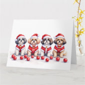 Shih Tzu Christmas Dress Santa Hat Karte (Gelbe Blume)