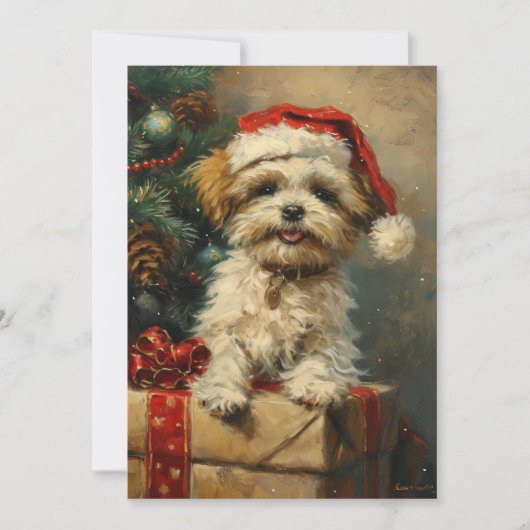 Shih Tzu Christmas Feiertagskarte (Vorderseite)