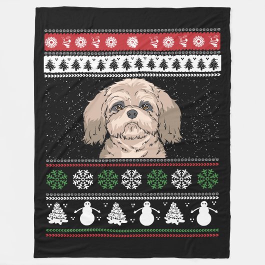 Shih Tzu Christmas Fleecedecke (Vorderseite)