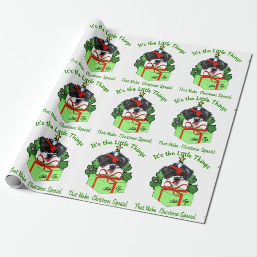 Shih Tzu Christmas Geschenkpapier (Ungerollt)