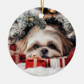 Shih Tzu Christmas Keramik Ornament (Vorne)