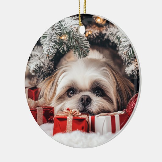 Shih Tzu Christmas Keramik Ornament (Links)