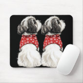 Shih Tzu Christmas Lights Dog Lover Xmas Pajama Pu Mousepad (Mit Mouse)