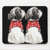 Shih Tzu Christmas Lights Dog Lover Xmas Pajama Pu Mousepad (Vorne)