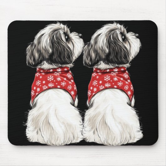 Shih Tzu Christmas Lights Dog Lover Xmas Pajama Pu Mousepad (Vorne)