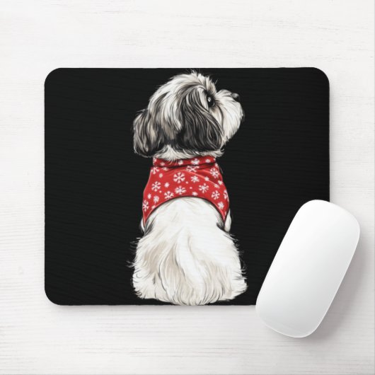 Shih Tzu Christmas Lights Dog Lover Xmas Pajama Pu Mousepad (Mit Mouse)