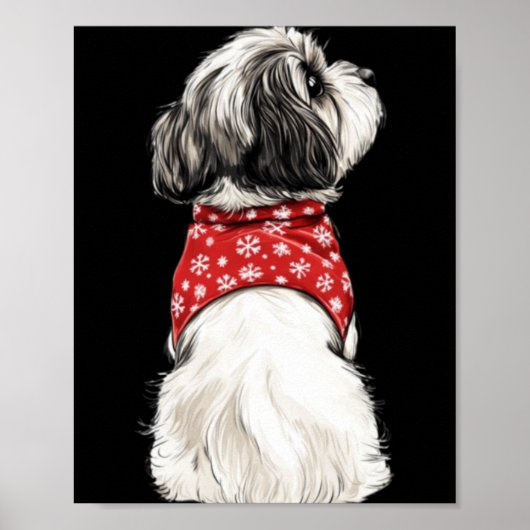 Shih Tzu Christmas Lights Dog Lover Xmas Pajama Pu Poster (Vorne)