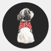 Shih Tzu Christmas Lights Dog Lover Xmas Pajama Pu Runder Aufkleber (Vorderseite)