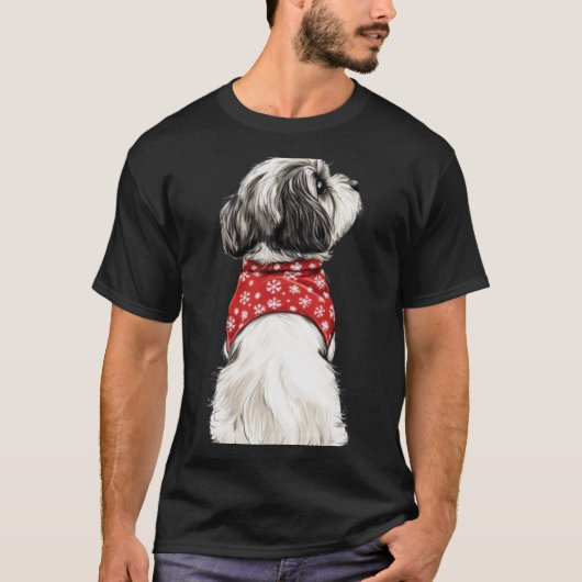 Shih Tzu Christmas Lights Dog Lover Xmas Pajama Pu T-Shirt (Vorderseite)