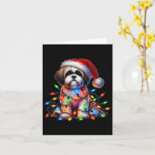 Shih Tzu Christmas Lights Weihnachtsmannmütze Dog Karte (Gelbe Blume)