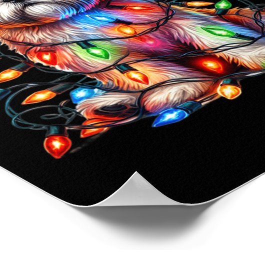 Shih Tzu Christmas Lights Weihnachtsmannmütze Dog Poster (Ecke)