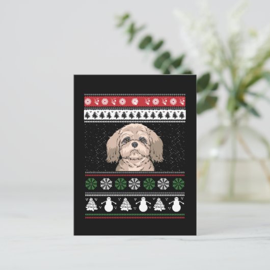 Shih Tzu Christmas Postkarte (Stehend Vorderseite)