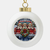 Shih Tzu Christmas Red Truck Holiday Keramik Kugel-Ornament (Vorderseite)