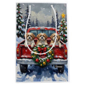 Shih Tzu Christmas Red Truck Holiday Mittlere Geschenktüte (Vorderseite)
