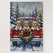 Shih Tzu Christmas Red Truck Holiday Puzzle (Vertikal)